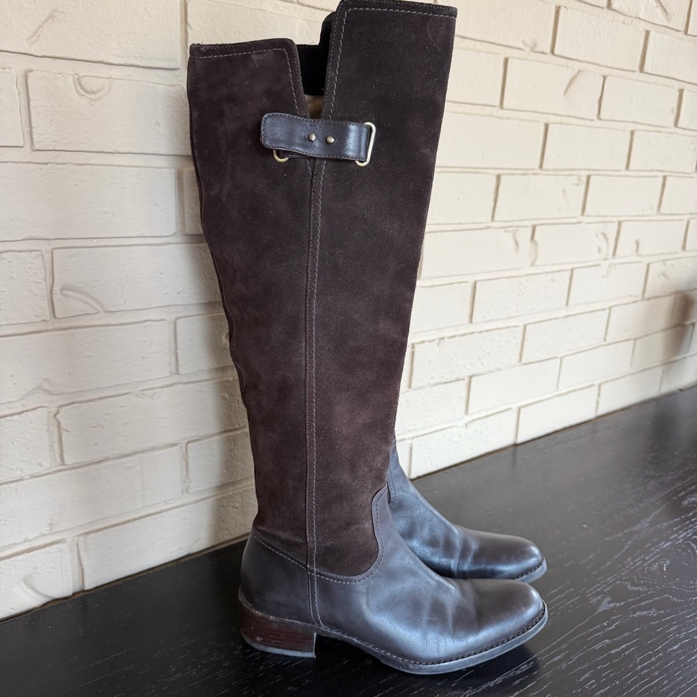 Joan David brown suede leather Knee High riding boots Heritage Old Money Sz 7.5